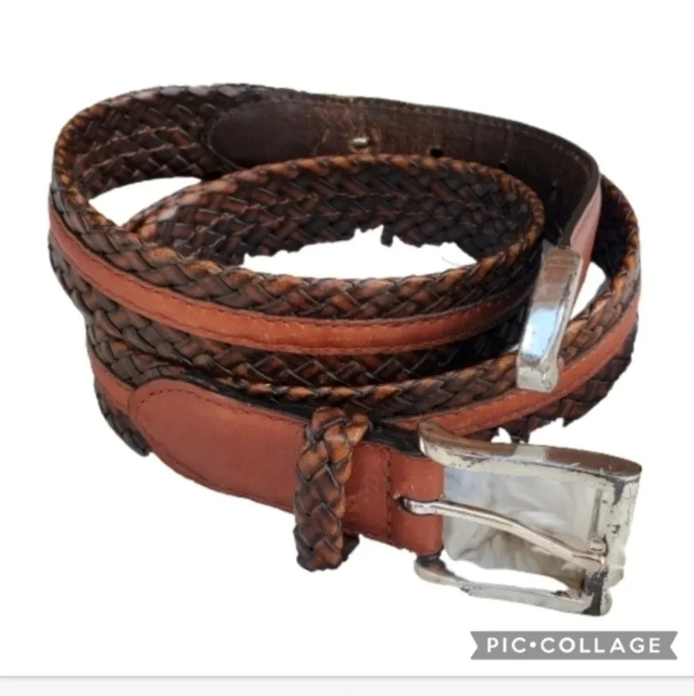 Braided‎ leather belt 42